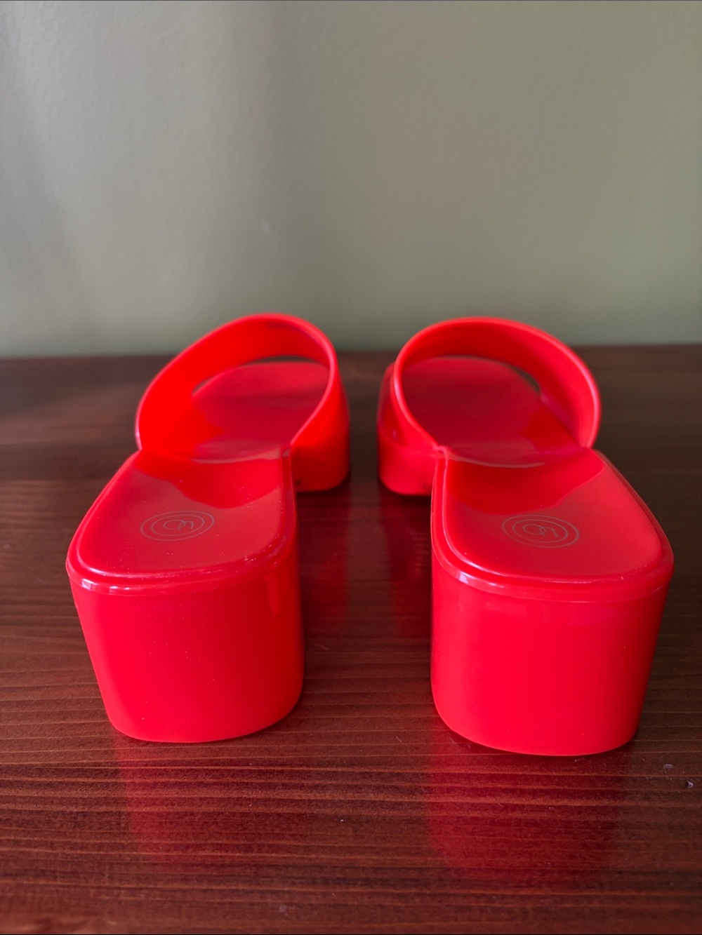 Orange Slide Block Heel Sandals - Picture 2 of 11